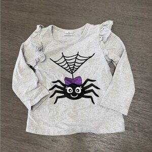 Gray Long Sleeve Shirt with Spider Design